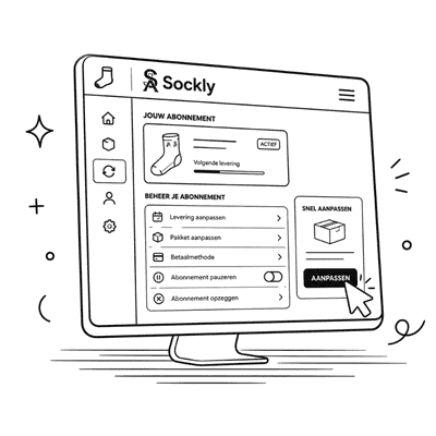 Illustratie van het Sockly account dashboard