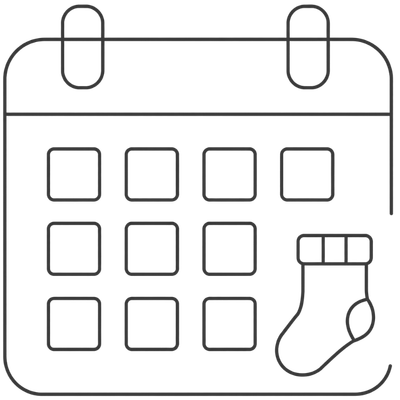 Kalender icoon met sok